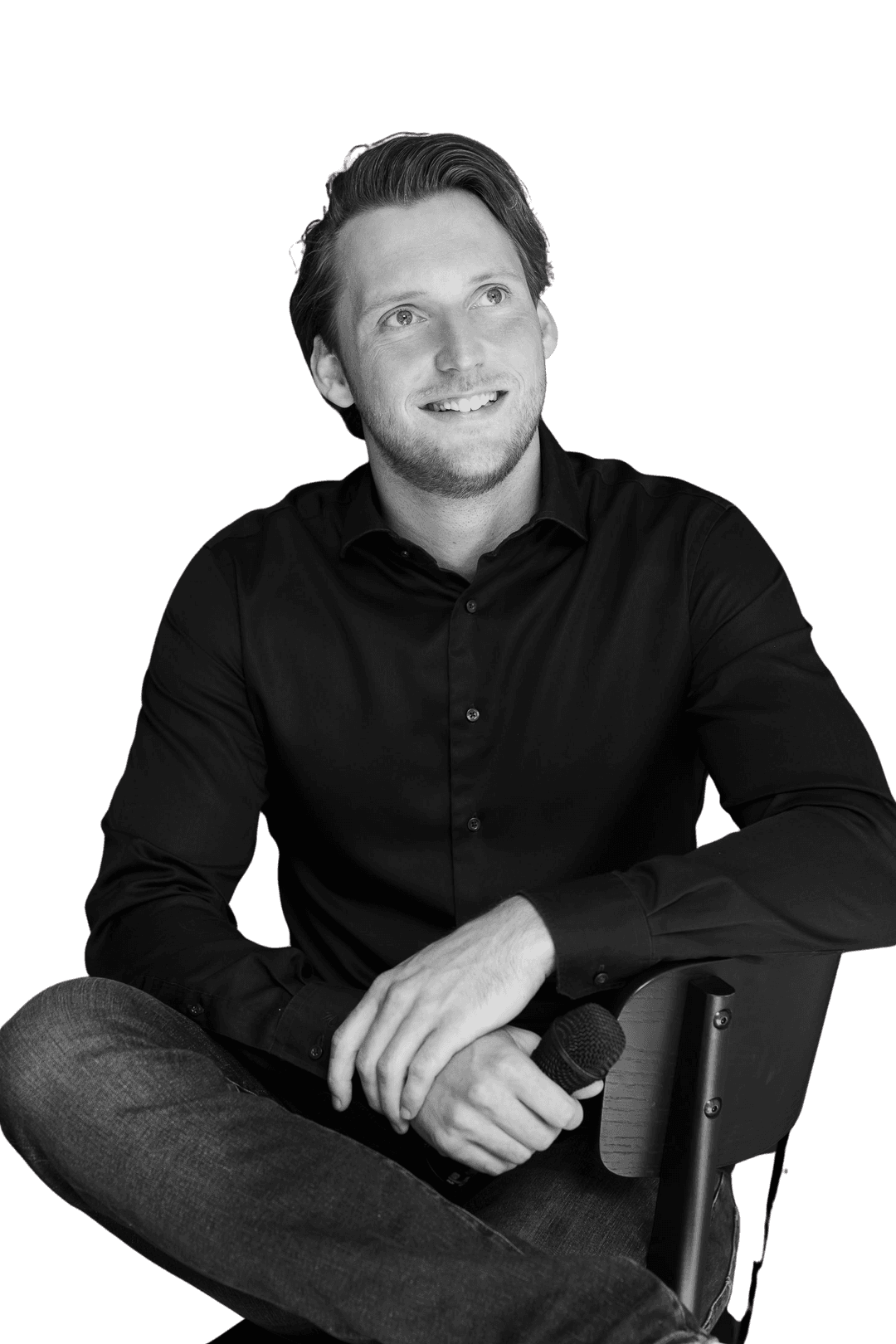 Dylan Abelskamp professionele foto met microfoon